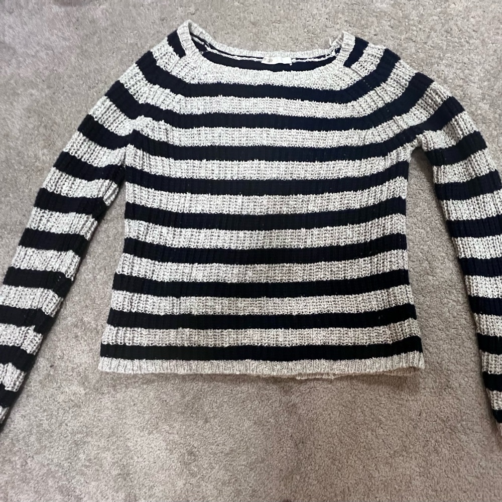 Maje Black and Gray Striped Sweater